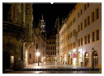 CALVENDO Wandkalender Eine Nacht in Dresden (Premium, hochwertiger DIN A2 Wandkalender 2023, Kunstdruck in Hochglanz)
