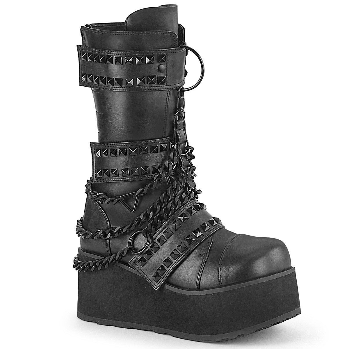 Auktion TRASHVILLE-138 DemoniaCult Unisex wadenhohe Stiefel Nieten Rin High-Heel-Stiefel