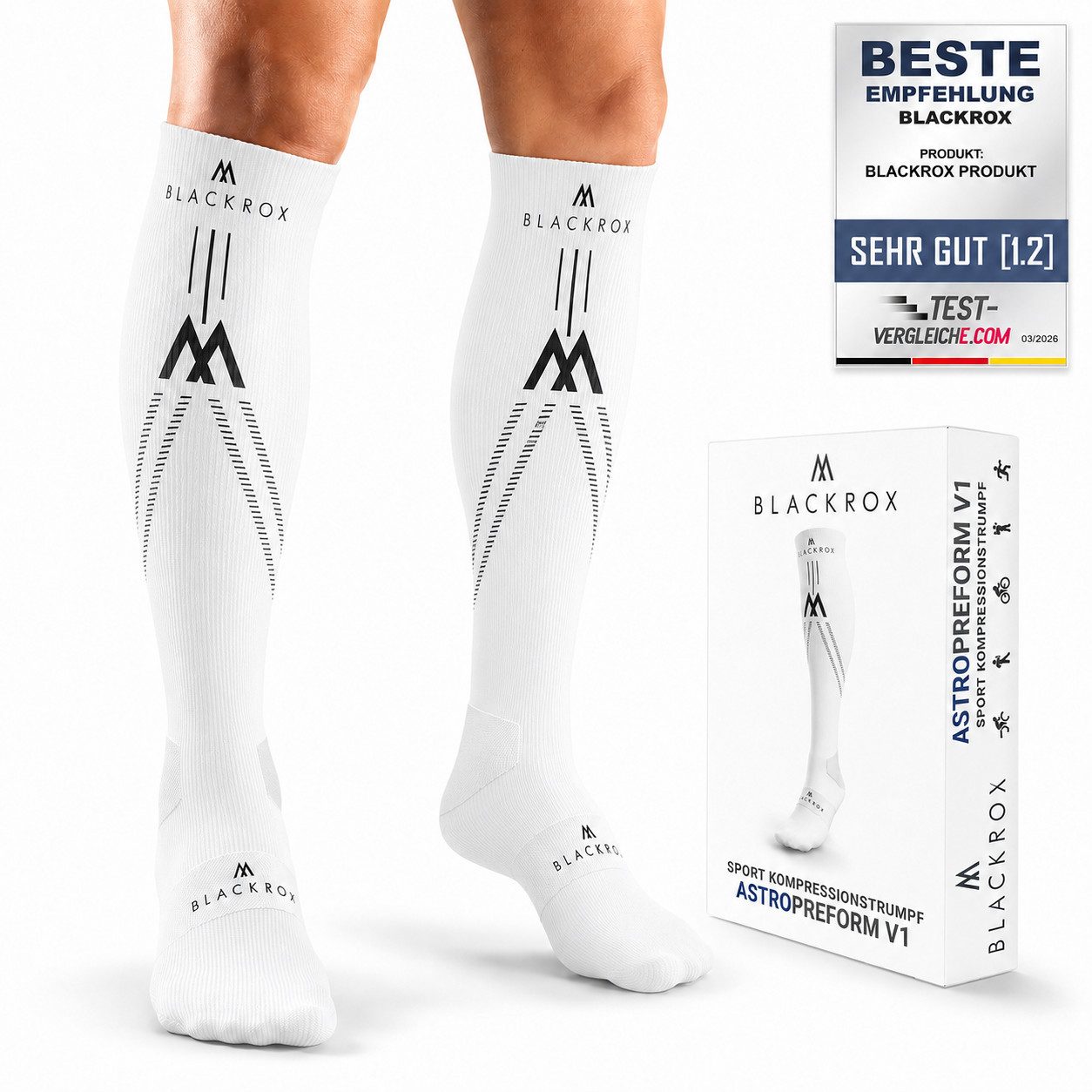 BLACKROX Kompressionsstrümpfe [Vergleichssieger 2026] Astropreform V1, Gr. S-XXL, Damen und Herren