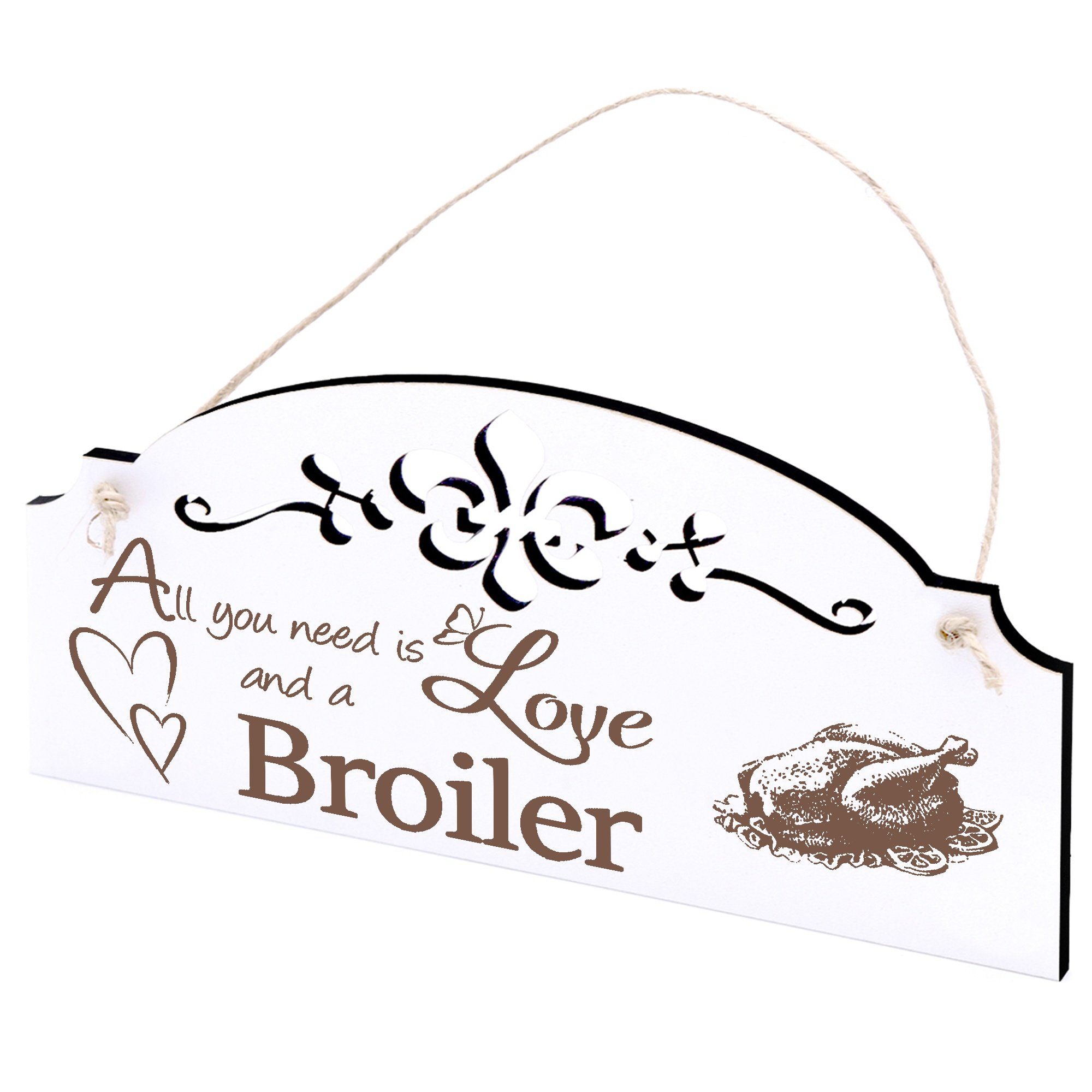 Dekolando Hängedekoration Broiler Deko 20x10cm All you need is Love