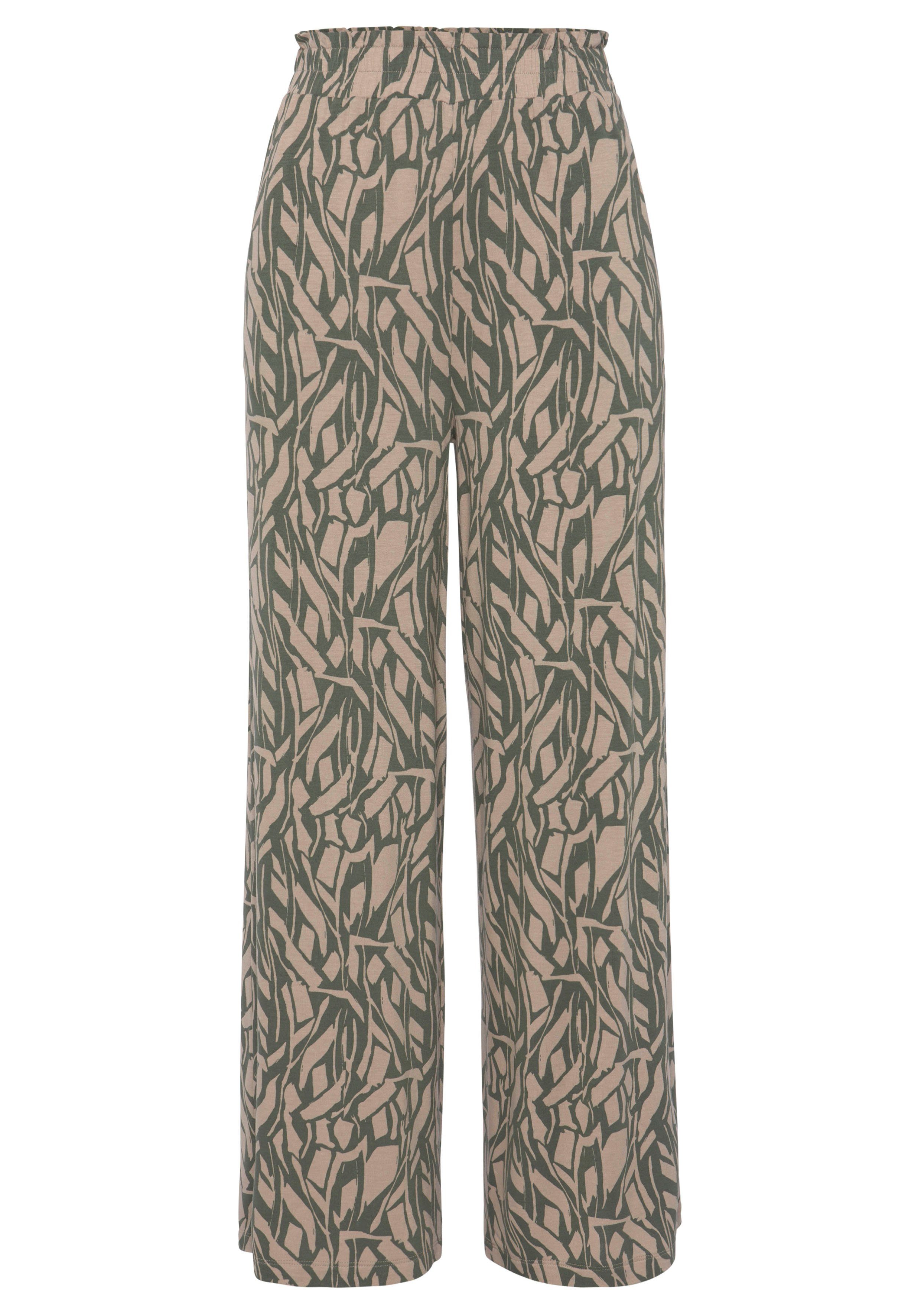 Buffalo Jerseyhose aus bequemen Viskosejersey mit Alloverdruck in Paperbag-Optik, Wide-Leg, leichte Sommerhose – Bild 2 von 5