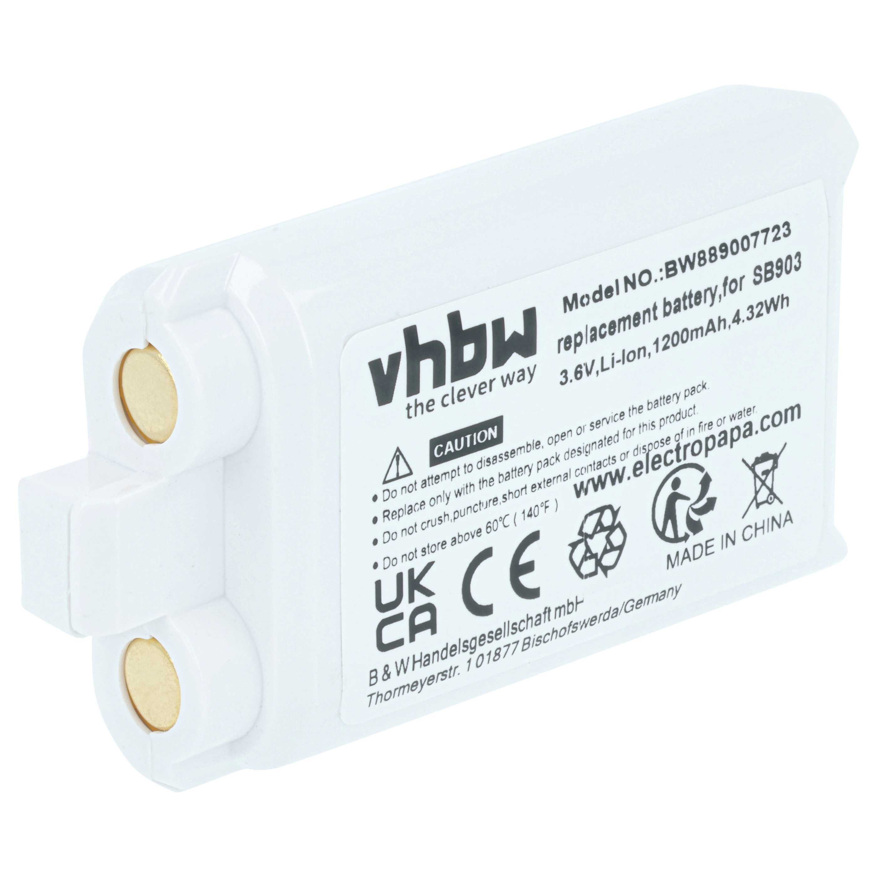 vhbw Akku Ersatz für Shure SB903 für Digitales Funksystem, Taschensender Akku Akku Li-Ion 1200 mAh (3,7 V, 1 St), Leistungsfähiger Austausch-Akku für Ihr Digitalfunkgerät