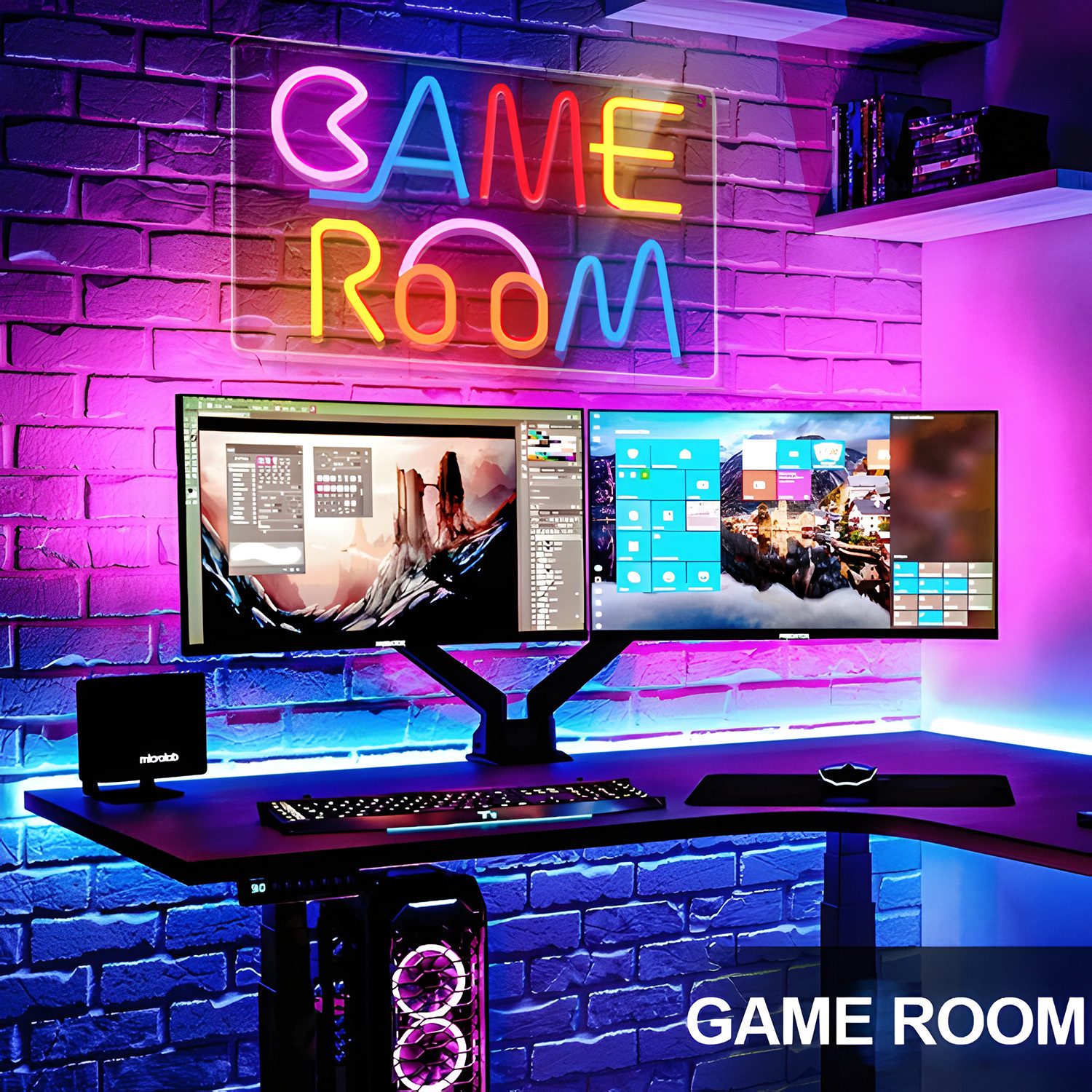 MUPOO LED Dekolicht Game Room LED-Neonschild,Dimmbar Wanddekoration,USB Neon Sign, 40x25cm, Acryl Panel,Gaming Zimmer,Schlafzimmer,Geschenke Deko