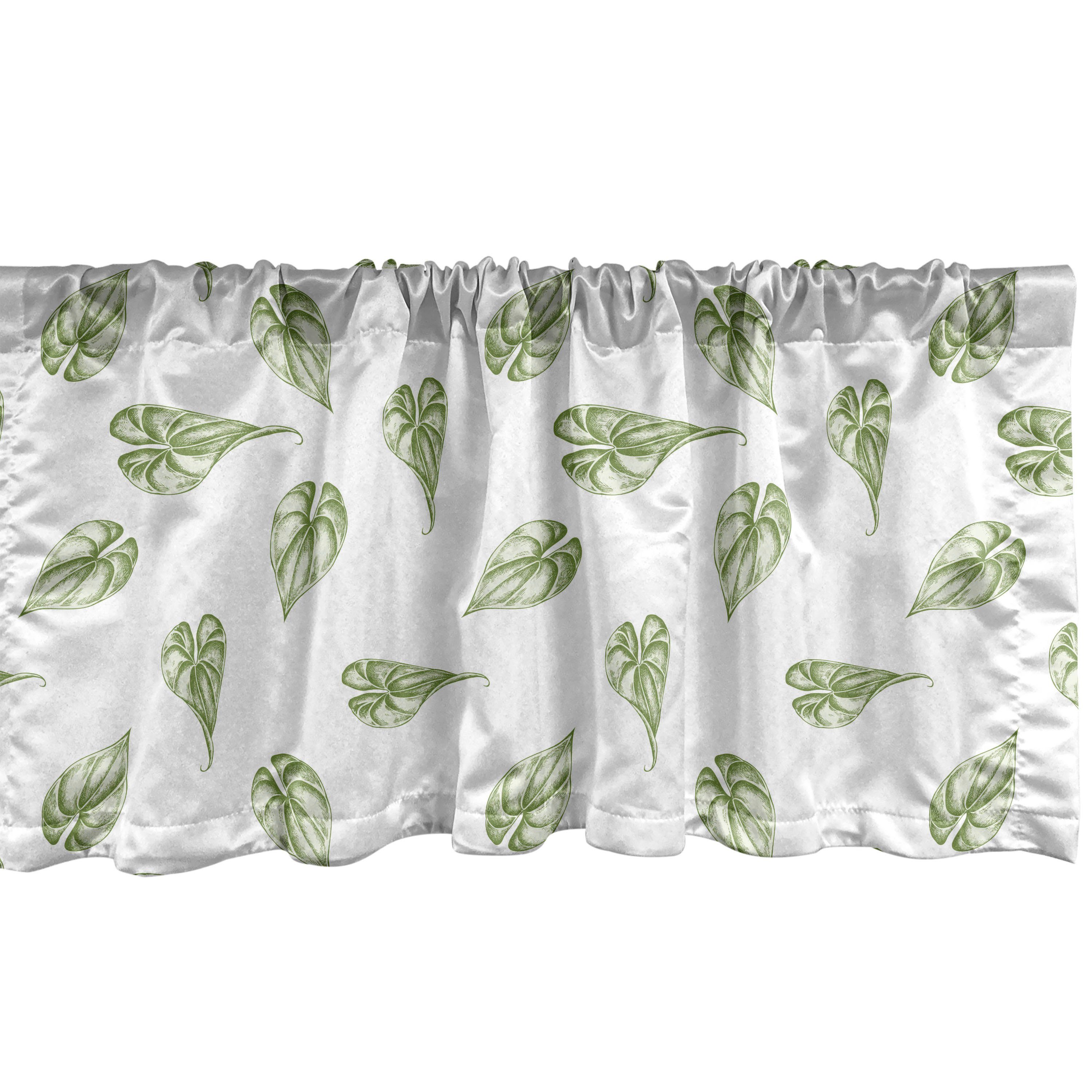 Küche Philodendron Vorhang mit Volant Dekor Abakuhaus, Bild Scheibengardine Stangentasche, Microfaser, für Blätter Botanisch Schlafzimmer