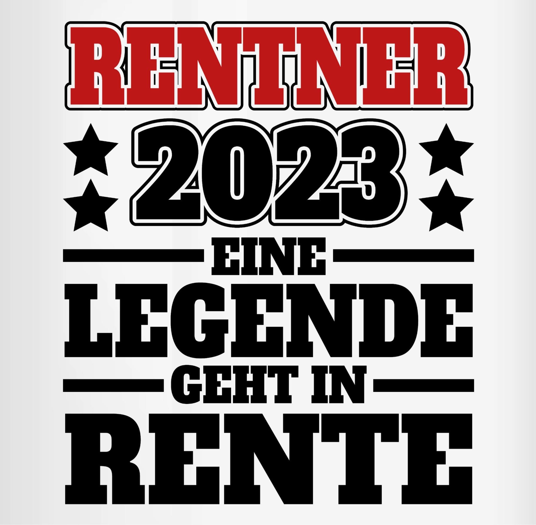 Keramik, Ruhestand 1 2023 Schwarz Legende Tasse schwarz/rot, den Eine - Geschenk geht in Shirtracer Rentner Kaffeetasse Rente