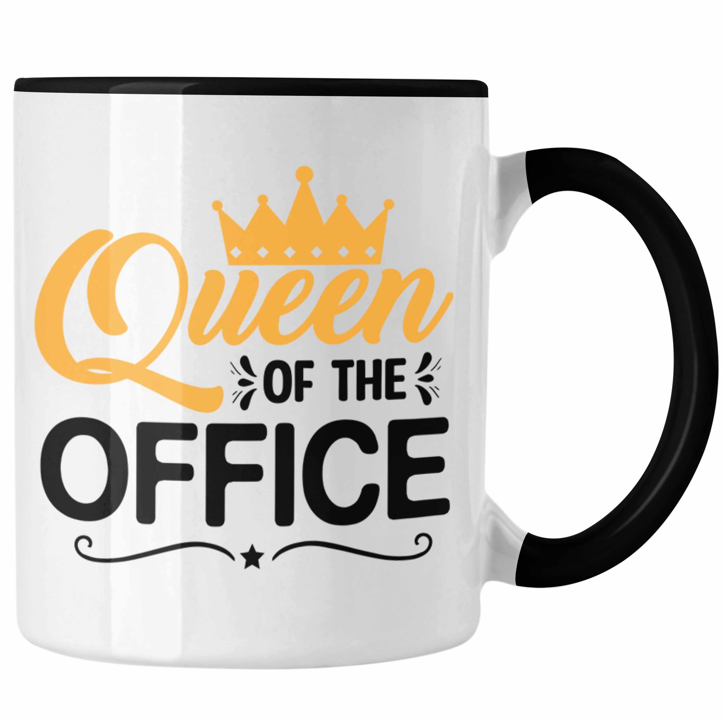 Trendation Tasse Trendation - Queen Of The Office Tasse Geschenk Kollegin Chefin Geschenkidee Schwarz
