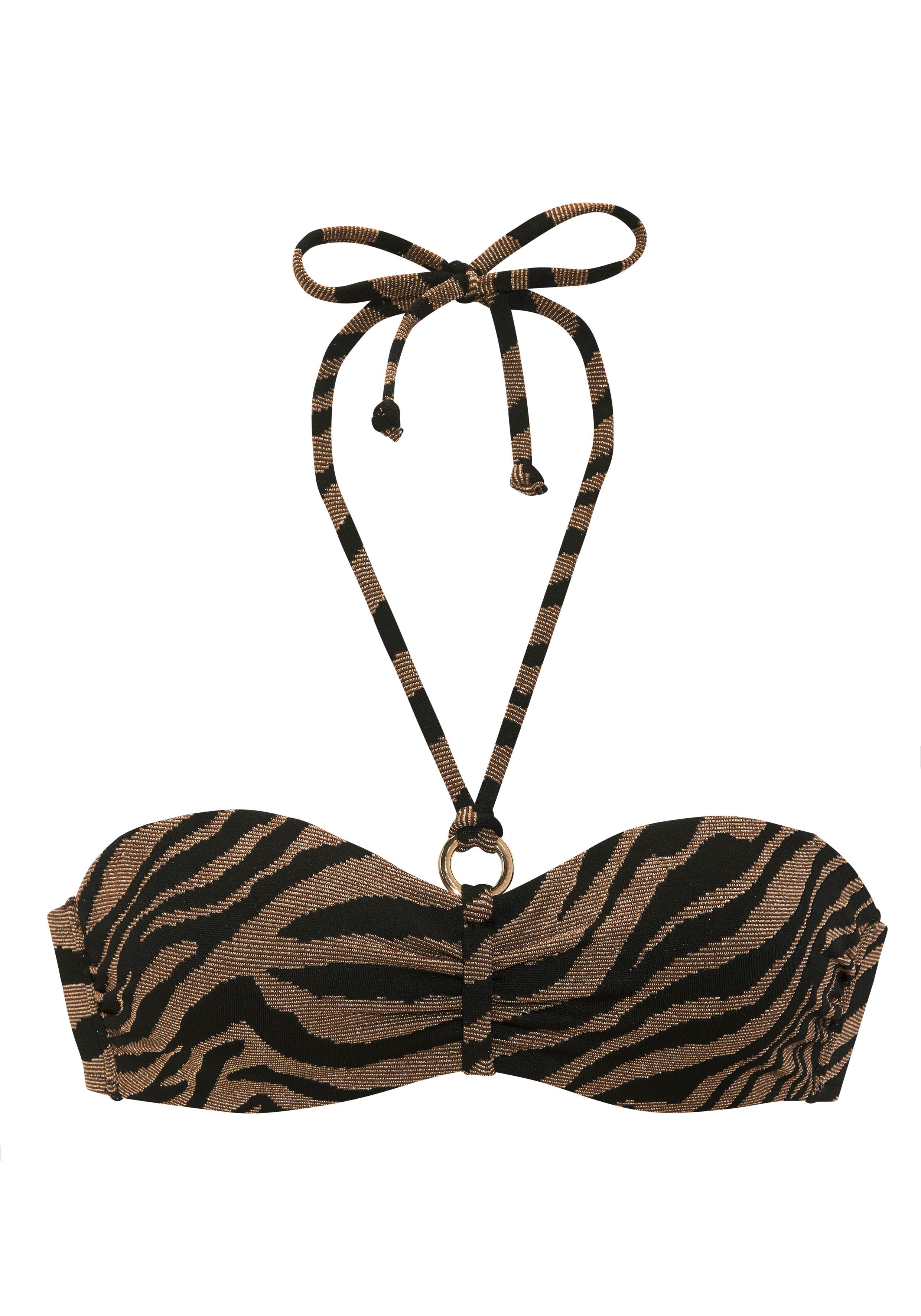 Bruno Banani Bügel-Bandeau-Bikini in zweifarbiger Animal-Optik