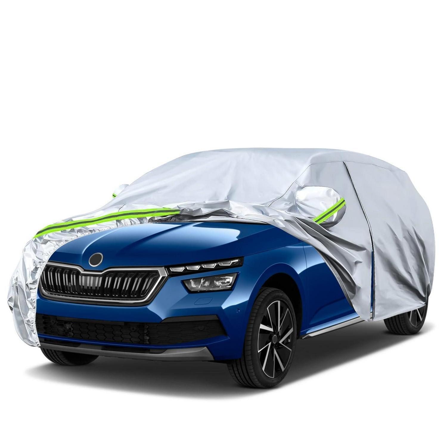 LuxusKollektion Autoplane Autoabdeckung Reißverschluss Silber Geeignet für Skoda Kamiq 2019-2025