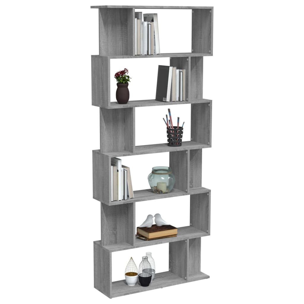 furnicato Bücherregal Bücherregal/Raumteiler Grau 80x24x192 Sonoma cm Holzwerkstoff