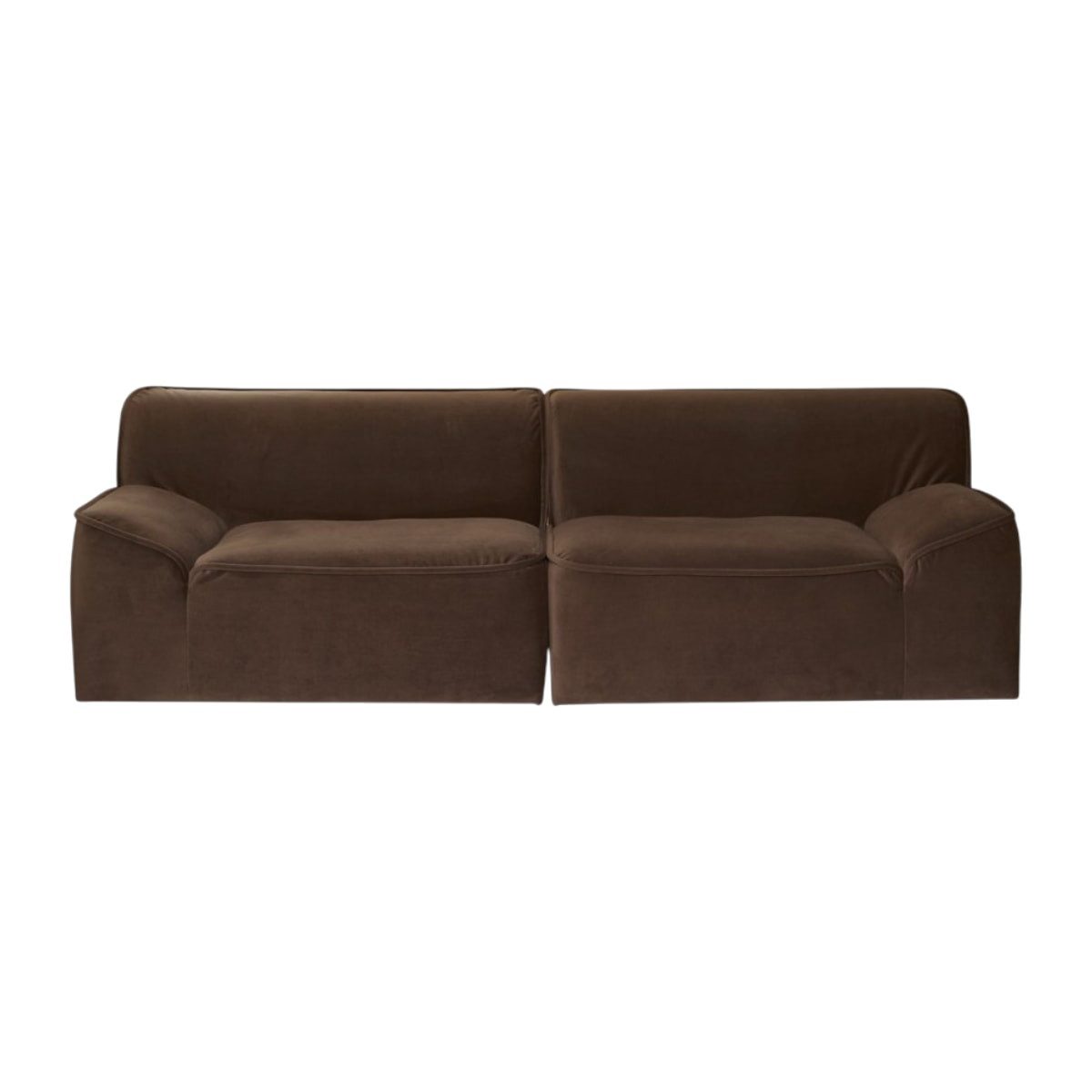 Tikamoon Sofa Quinto - Modulares 2-Sitzer-Sofa mit Armlehnen aus braunem Stoff