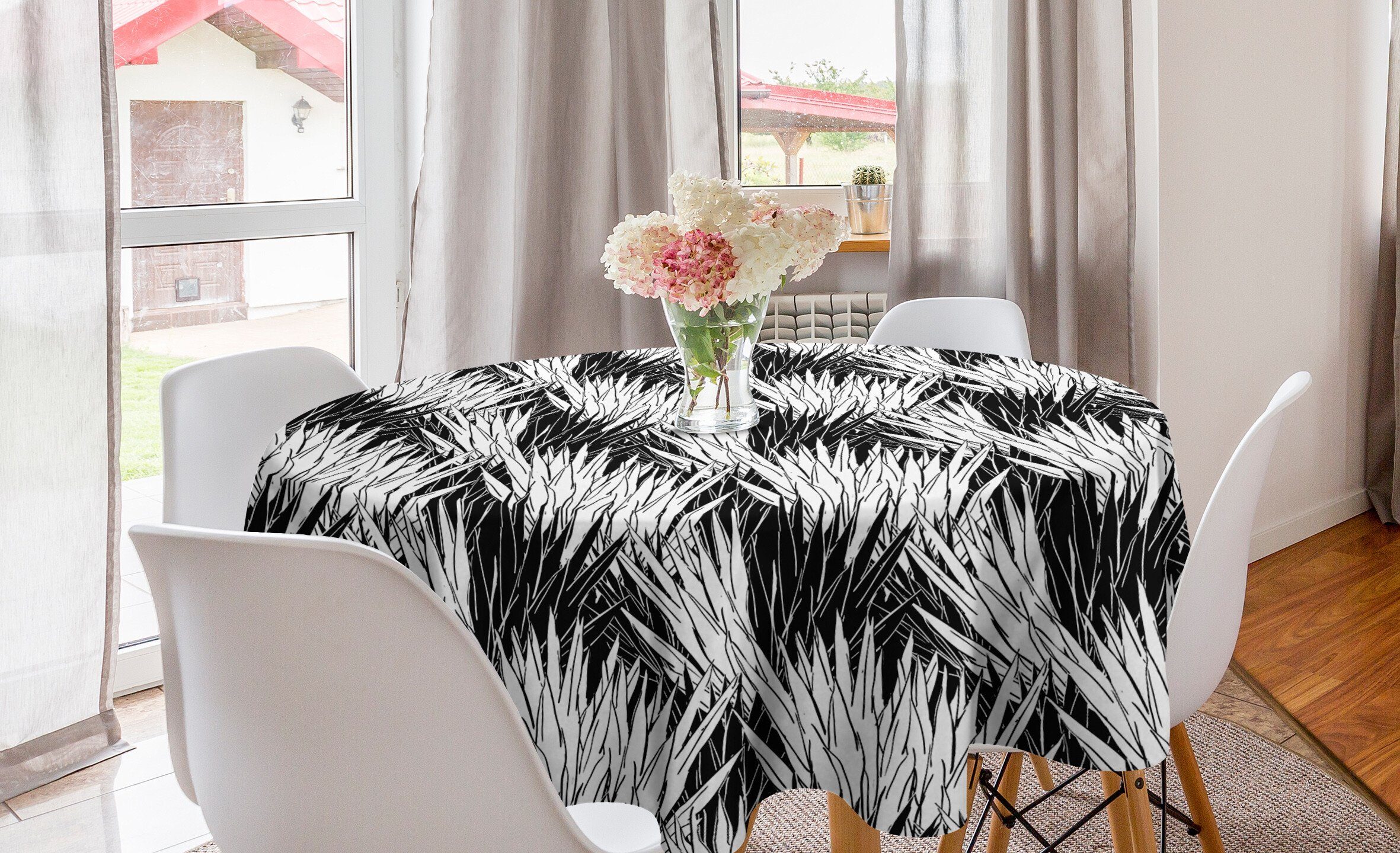 Dekoration, Tischdecke Abakuhaus Abdeckung Palm Esszimmer Tischdecke Küche Monochrome Tropisch für Simplistic Kreis