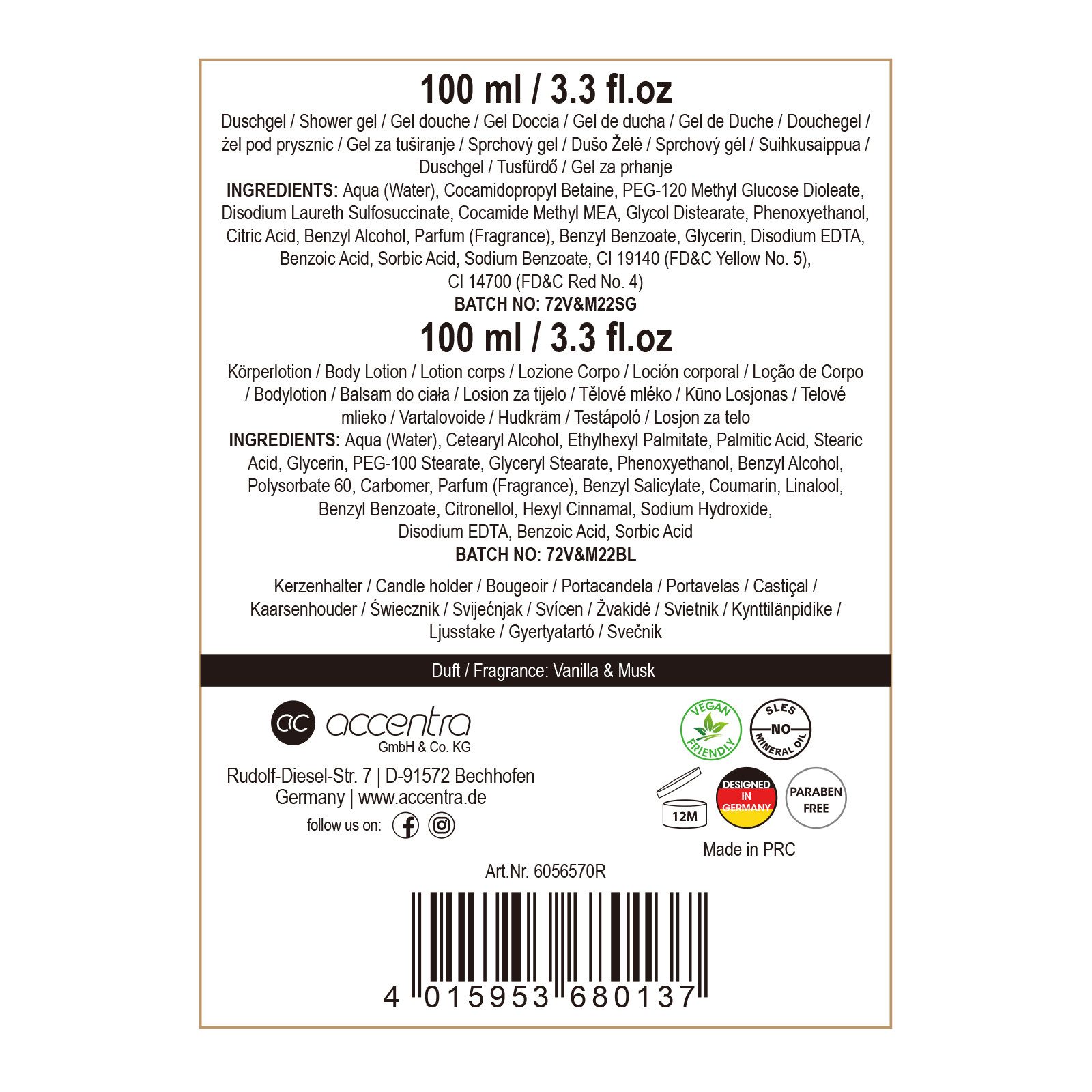 ACCENTRA Duschgel Badeset WINTER MAGIC Duschgel Bodylotion