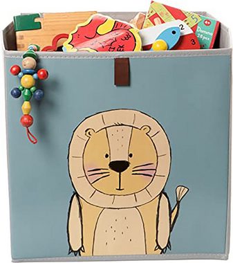 Centi Faltbox Aufbewahrungsboxen Kinder, Spielzeugkiste für Kallax Regal (Spar Set, 3 St., 33x33x33 cm, grau/türkis), Perfekt für Würfelregale, aufbewahrung Kinderzimmer, abwaschbar