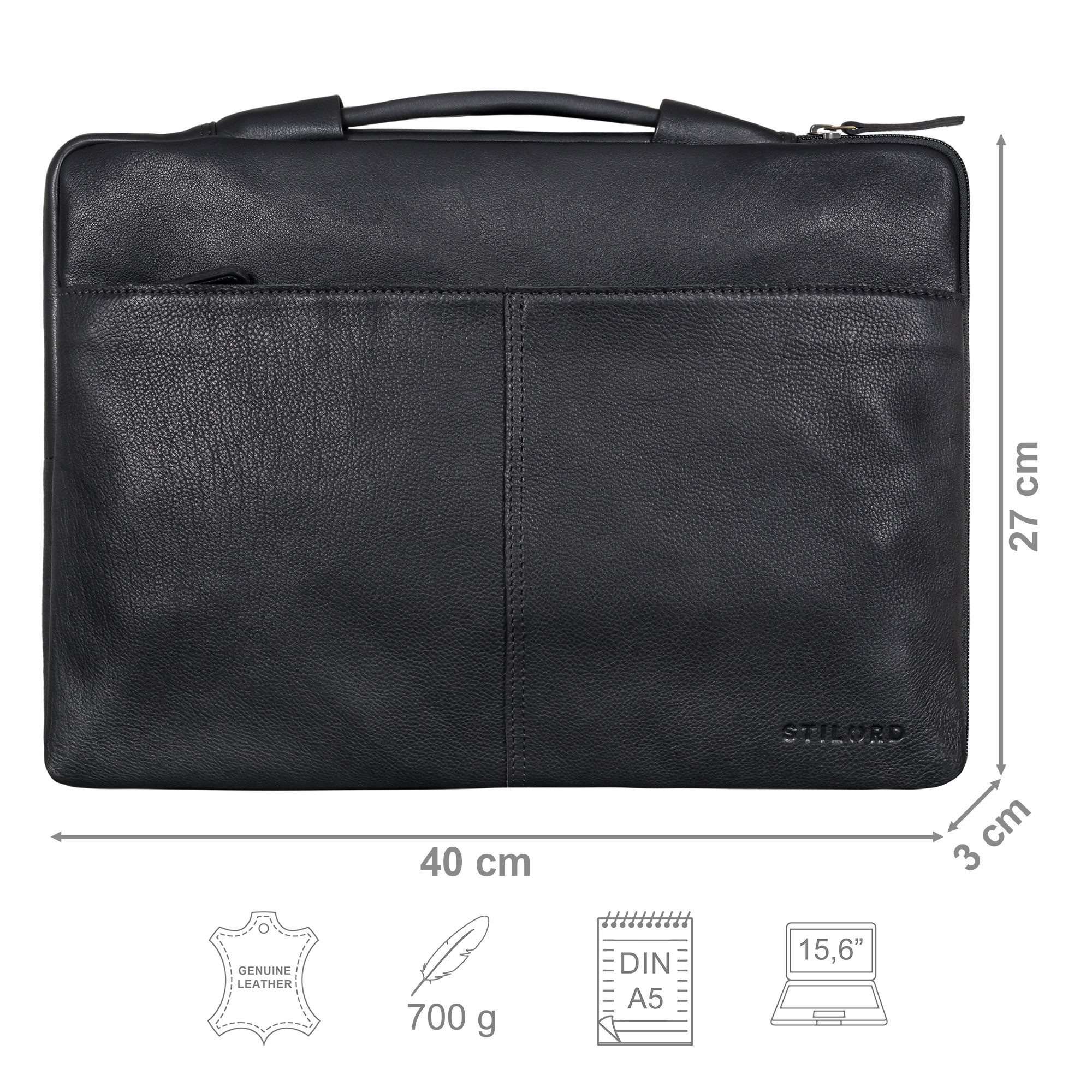 STILORD Laptoptasche "Kit" Laptop Tasche 15.6 Zoll Leder Herren Laptophülle