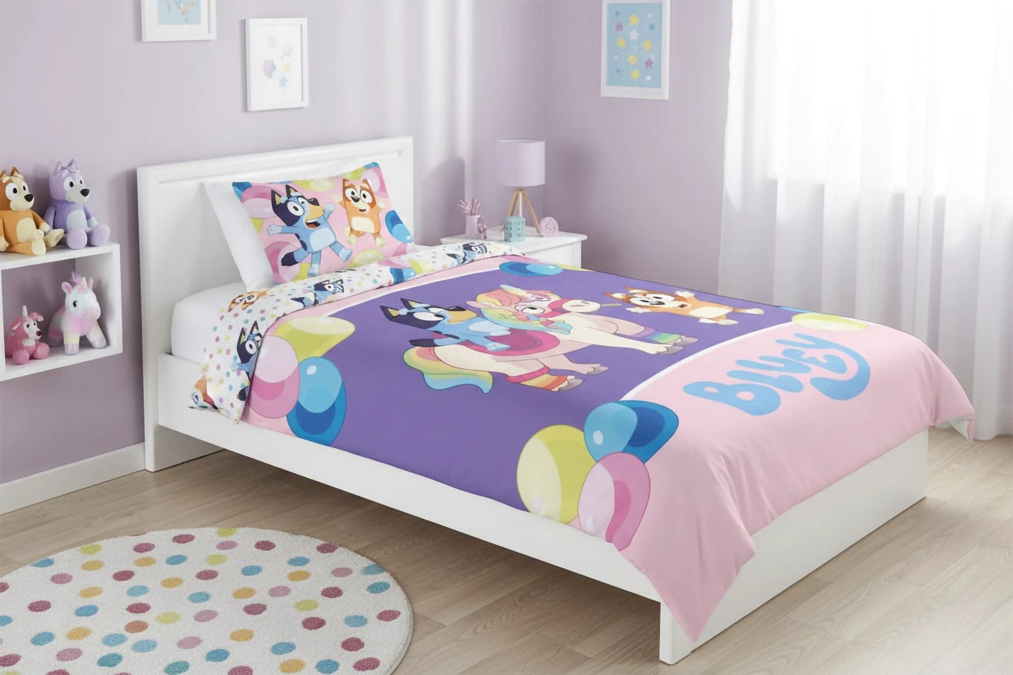 BrandMac Kinderbettwäsche Bluey Einhorn Bettwäsche Set 2 tlg. 135x200 cm 80x80cm Baumwolle, 1 teilig, Langlebig