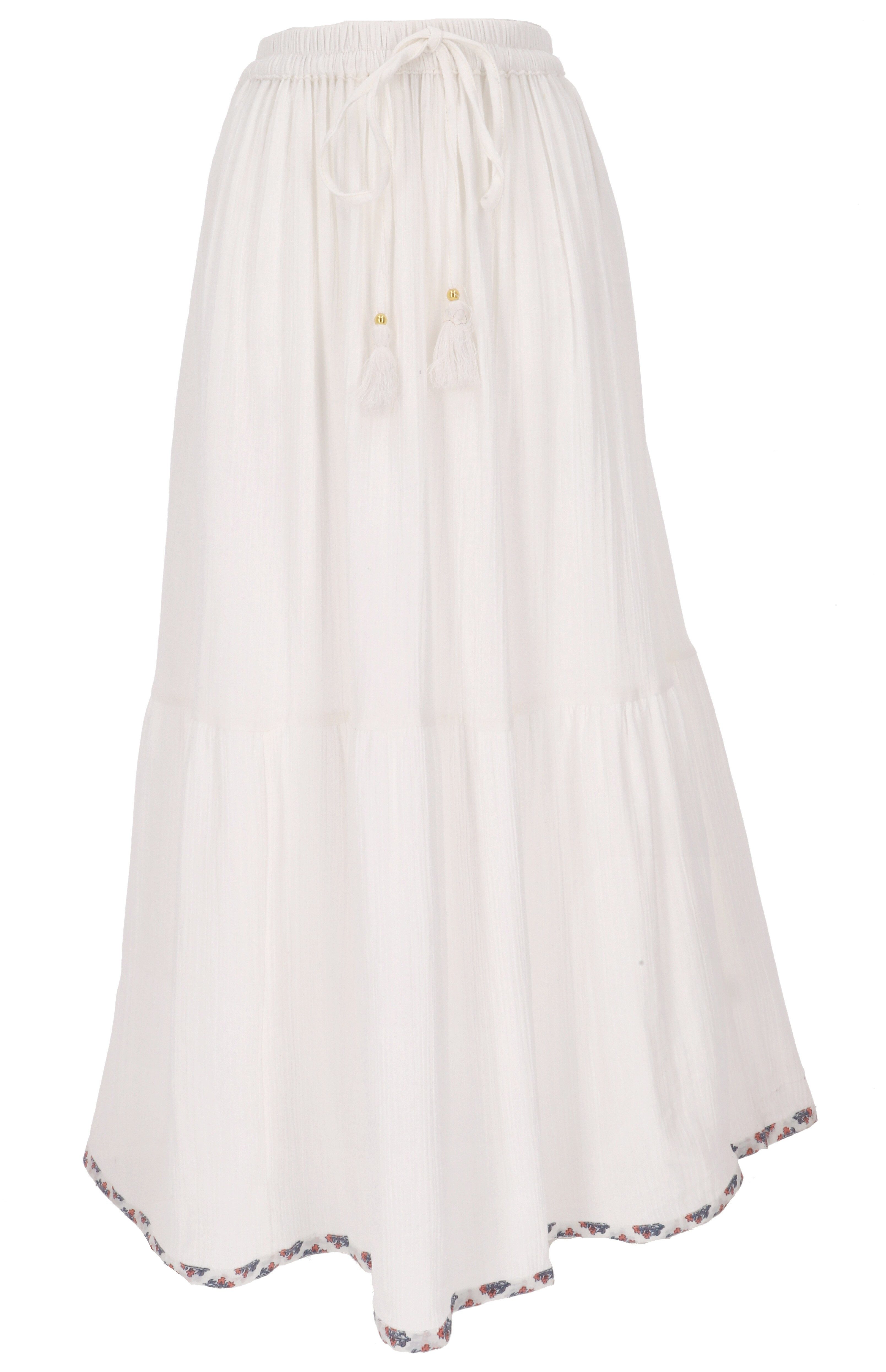 Guru-Shop Minirock Langer Boho Musselin Stufenrock, Maxirock.. alternative Bekleidung