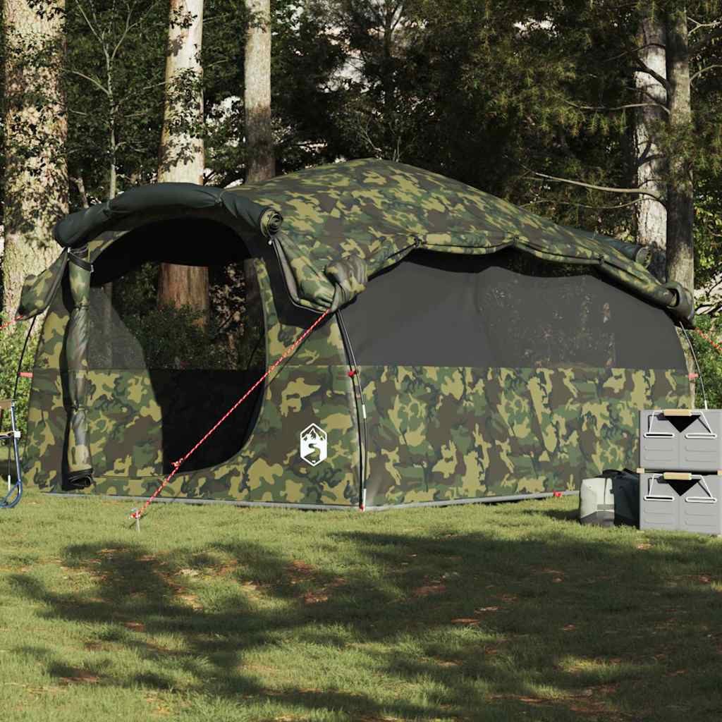 furnicato Faltzelt Familienzelt Tunnelzelt 564x260x185 cm Tarnung, (1 tlg), Campingzelt mit 2 Schlafkabinen, E-Anschluss und versiegelten Nähten