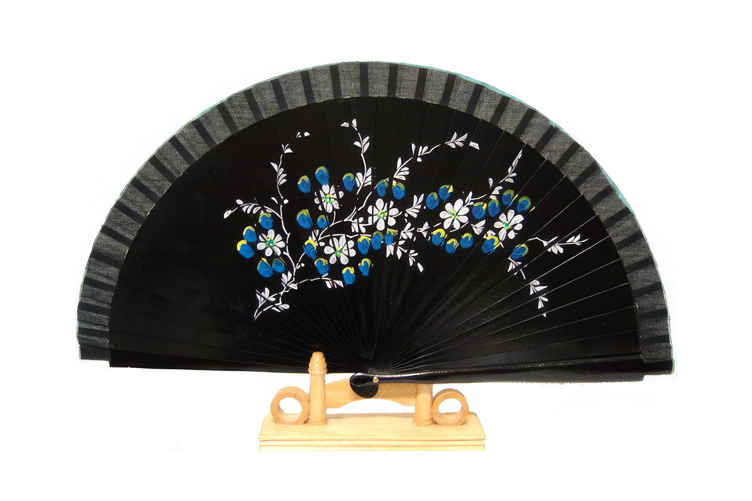 Yudu Handfächer Holzfächer Fächer Tanzfächer Handbemalt mit kunstvollen Motive