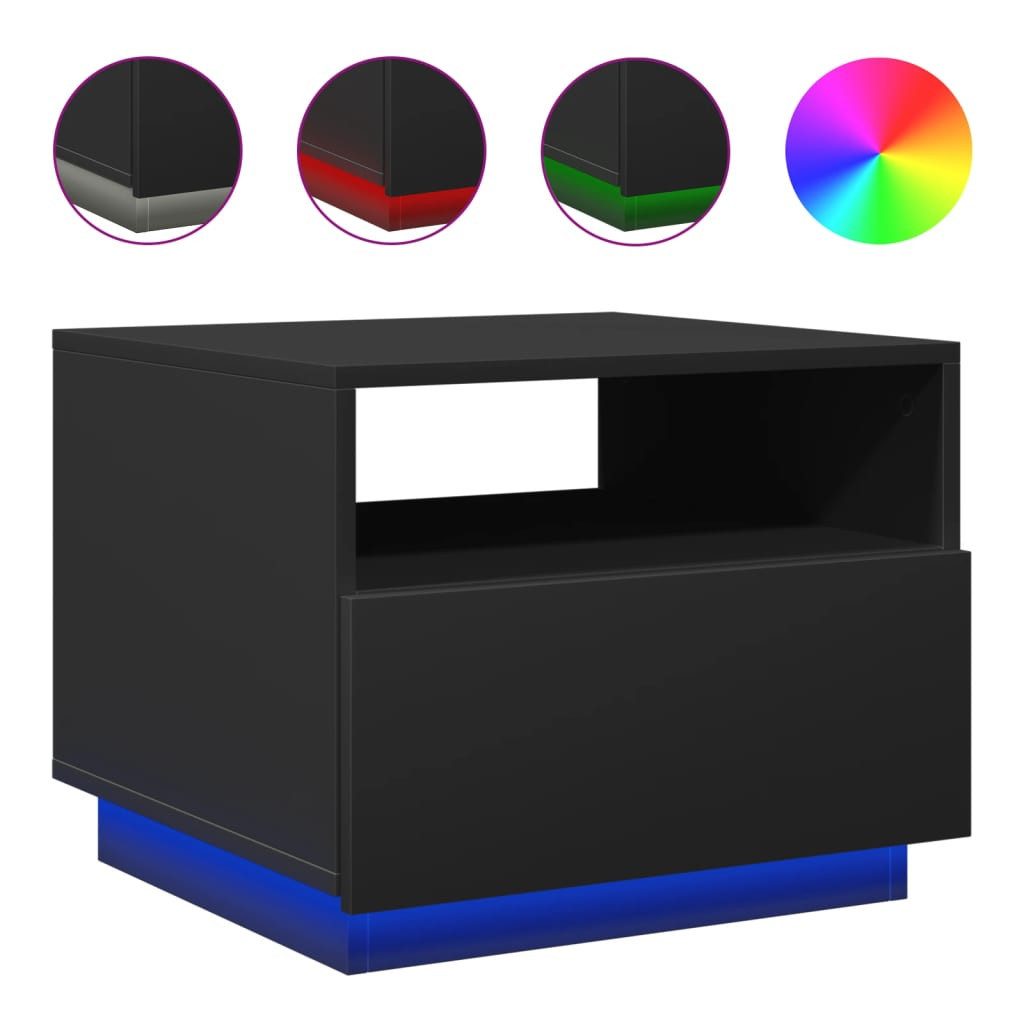vidaXL Ablagetisch, Couchtisch mit LED-Leuchten Schwarz 50x49x40 cm günstig online kaufen