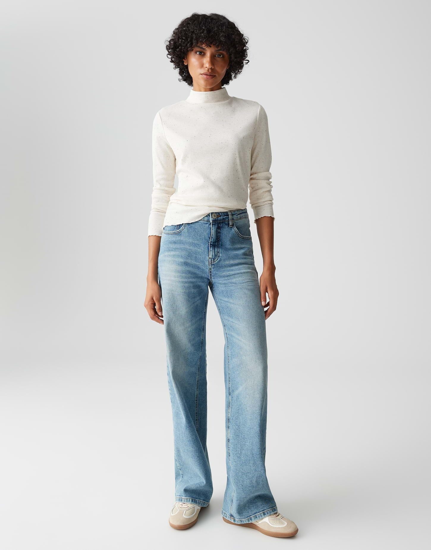 OPUS Langarmshirt SUHANNA CURLY Slim Fit aus elastischem Jersey schmale Passform, natürlicher Griff, elastischer Stoff