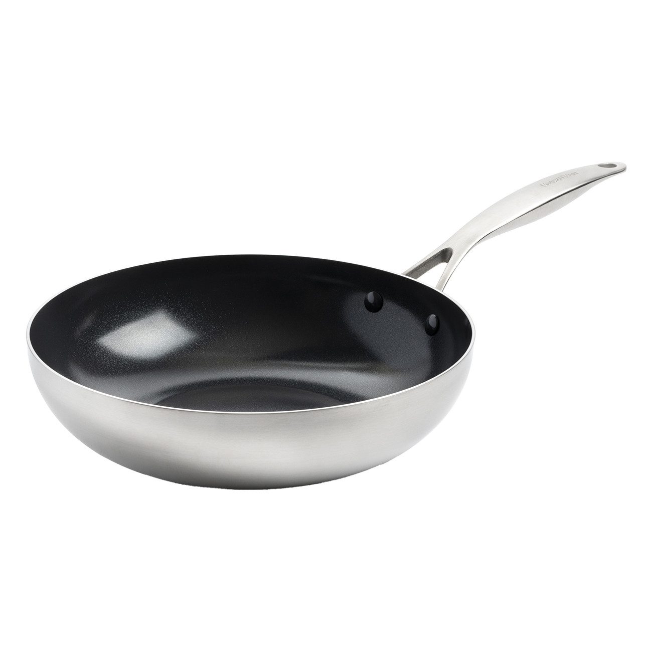 GREENPAN Wok Geneva 28 cm Wok Edelstahl langlebig Antihaft backofenfest, Edelstahl, Kratzfest, Keramik, alle Herdarten, Backofengeeignet Ø 28 cm