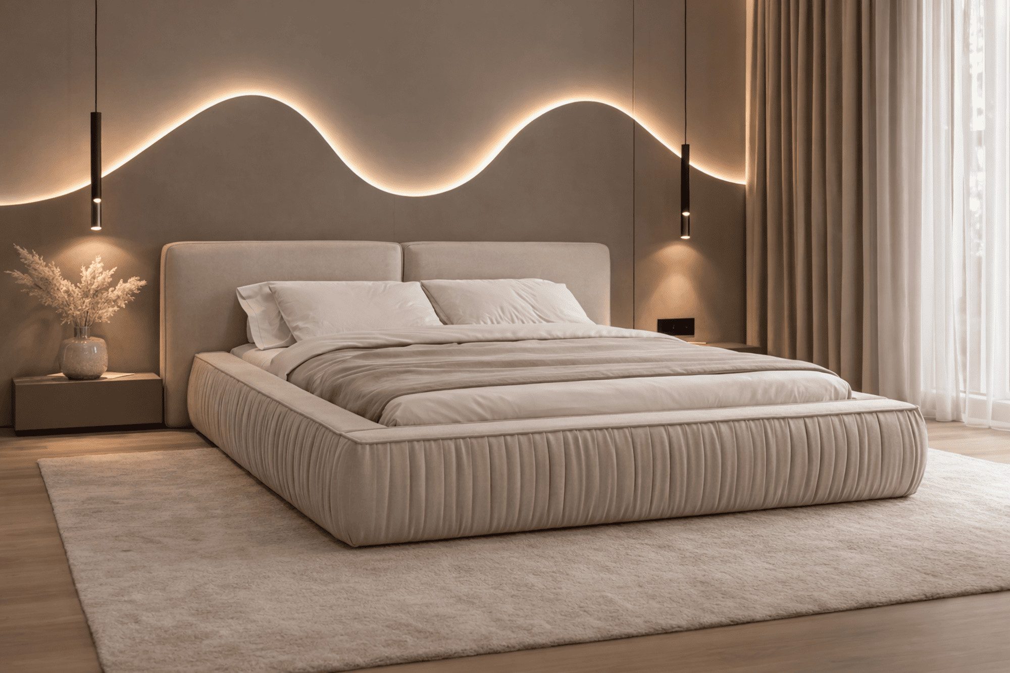 MOEBLO Polsterbett Bett 08 aus Samt (Modernes Doppelbett mit eleganter Kopfteilpolsterung, stabilem Rahmenbettgestell und großzügigem Stauraum – 140x200 cm Komfortables Stauraumbett für stilvolle Schlafzimmer - 140x200 cm, - Eleganz und Funktionalität in