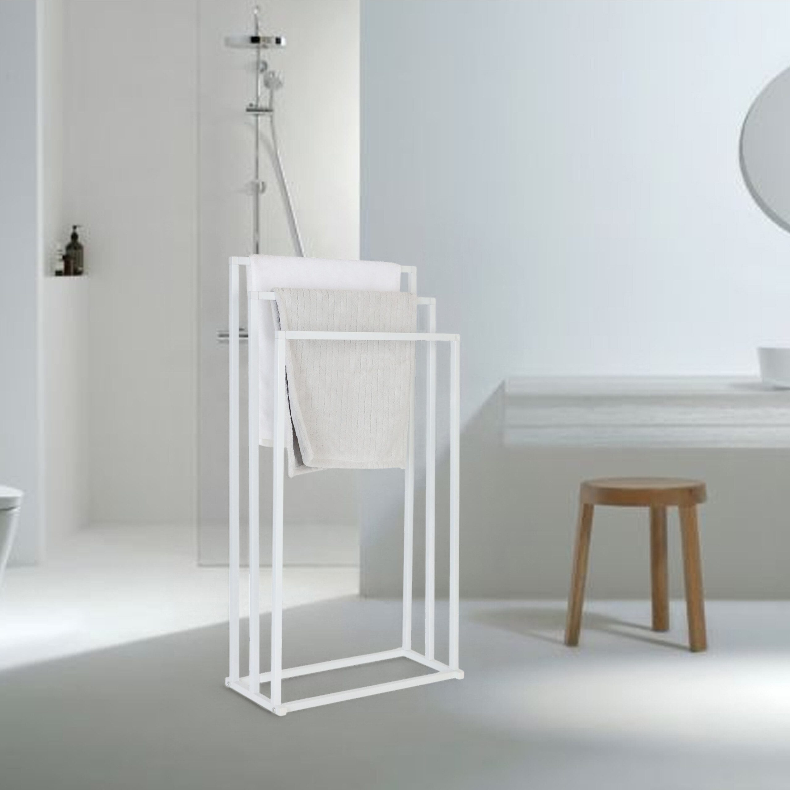 relaxdays Handtuchständer 3 Stangen Metall, weiß günstig online kaufen