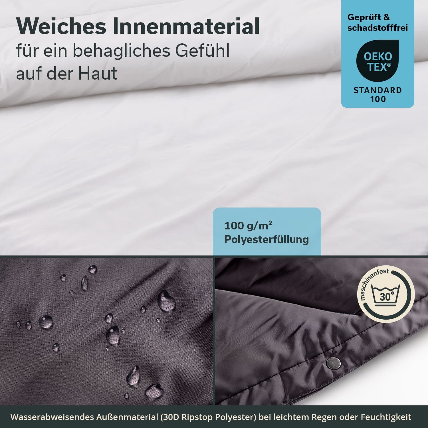 Skandika Deckenschlafsack Campingdecke Liva, 4-in-1, Outdoor Decke, 200x135cm, Überwurf, Kissen, mit Nylon Unterseite, Polyester, wasserdicht