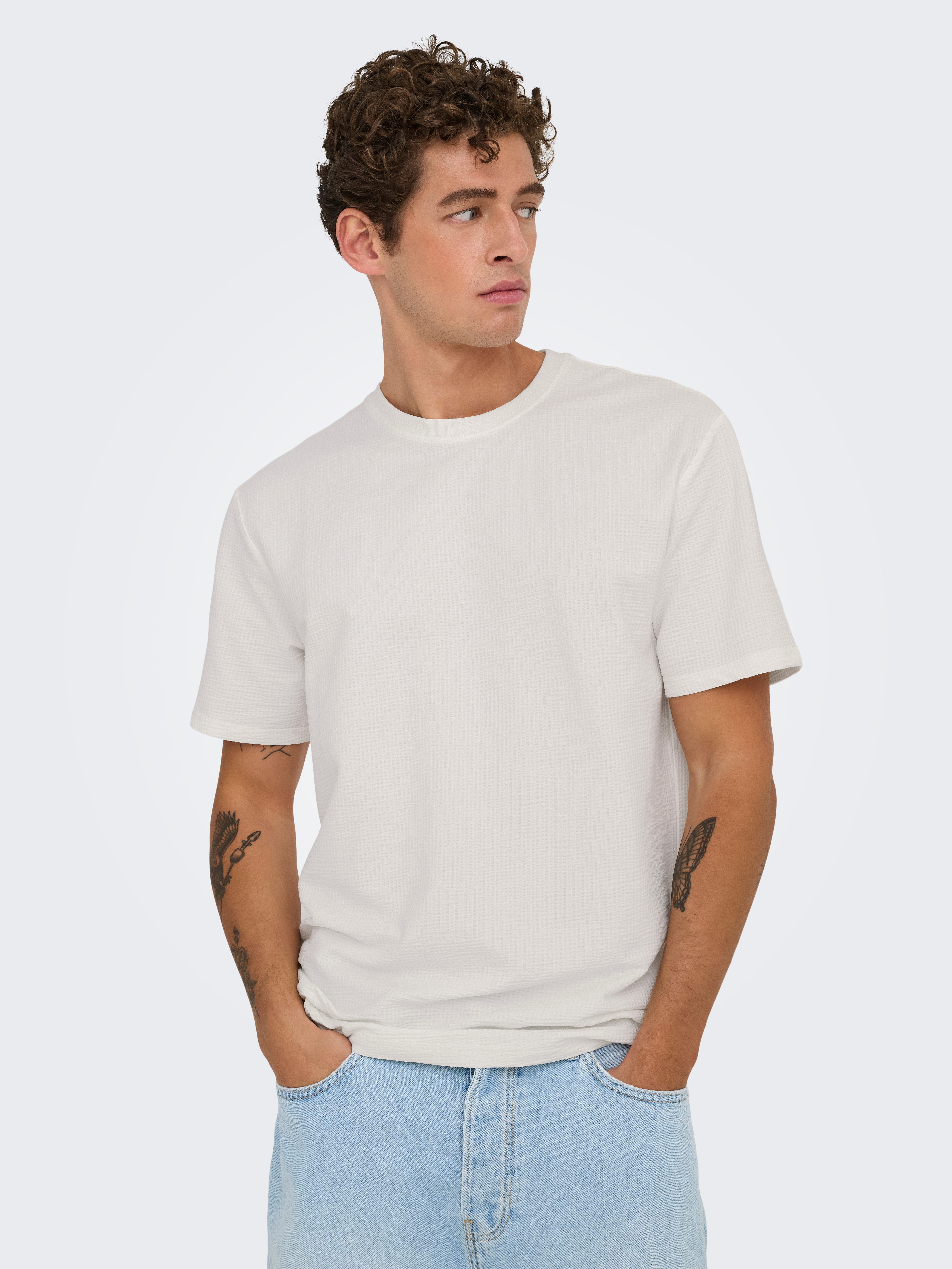 ONLY & SONS Rundhalsshirt ONSKIAN LIFE REG SEERSUCKER SS TEE NOOS günstig online kaufen