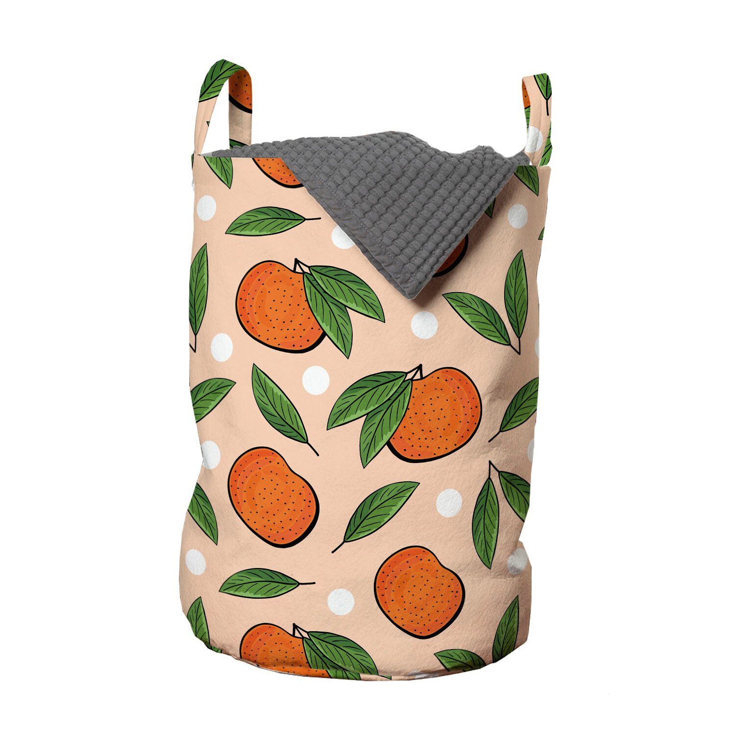 Abakuhaus Wäschesäckchen Wäschekorb mit Griffen Kordelzugverschluss für Waschsalons, Obst Tropical Blätter- Tangerinen | Wäschesäcke