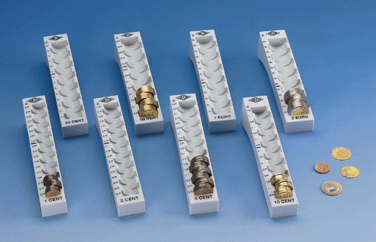 WEDO Geldkassette Münzrille 1 Euro lichtgrau