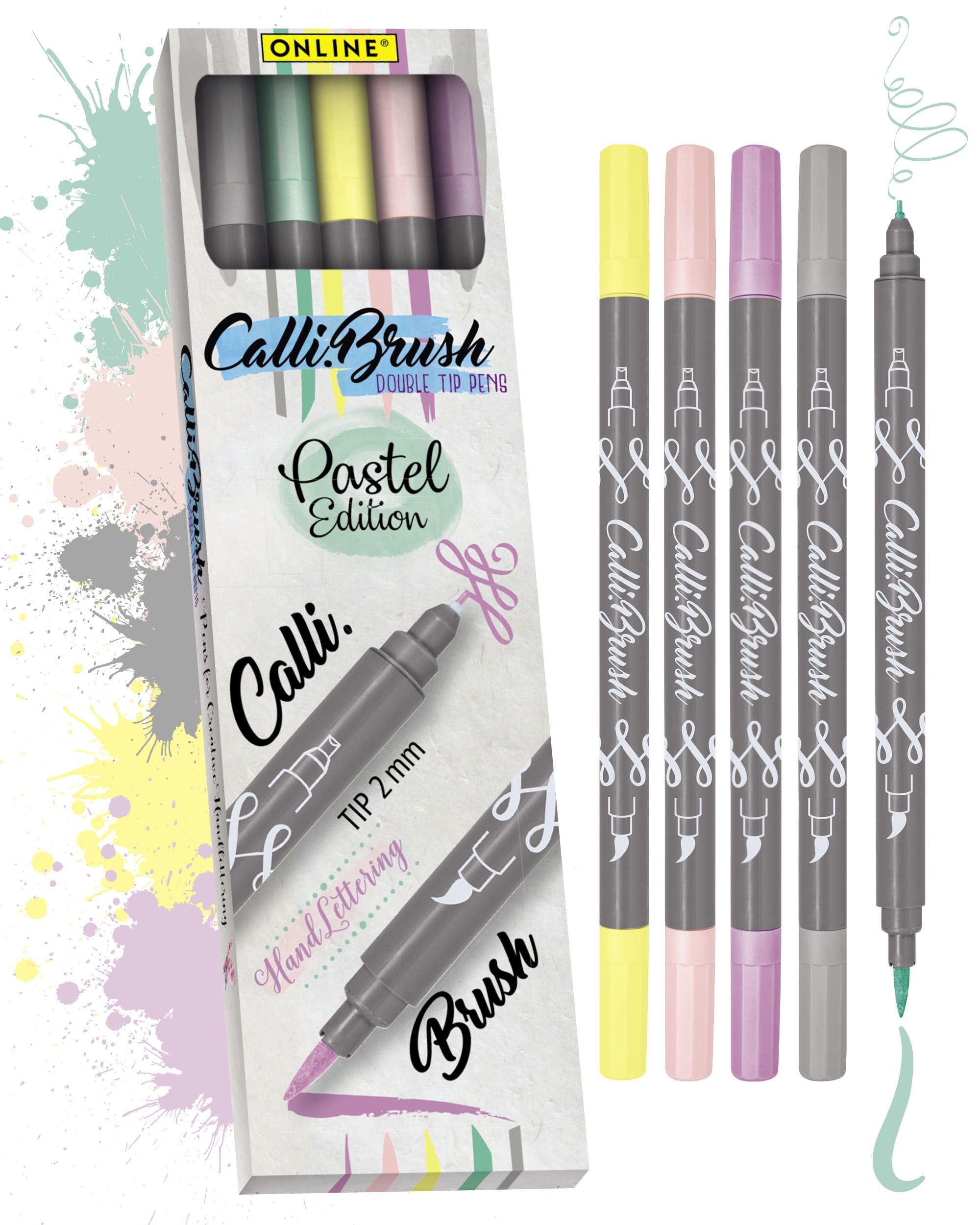 Online Pen Fineliner Calli.Brush, (flexible Pinsel- und feine Kalligrafie-Spitze), 5x Handlettering Карандаши Set, bunte Brush Pens, verschiedene Spitzen