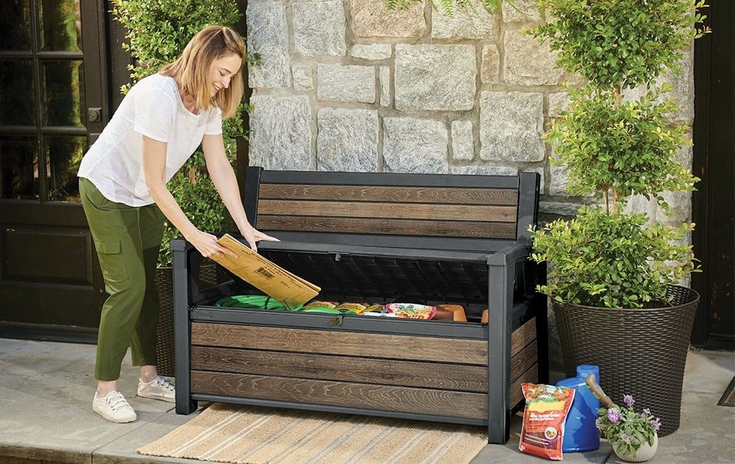 Keter Gartenbox Keter Gartenbank inkl. Aufbewahrung Hudson 227 L