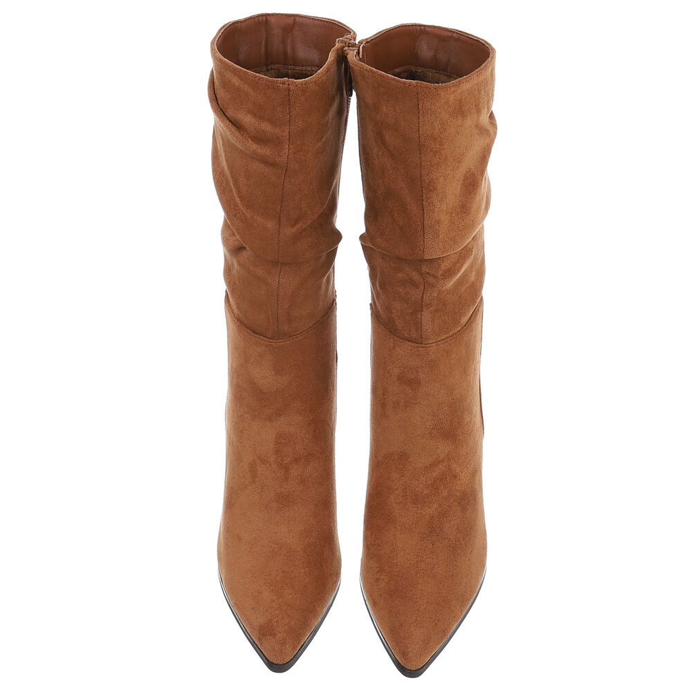Ital-Design Elegante Damen Boots mit Blockabsatz für Freizeit und Events High-Heel-Stiefel (90851777) Blockabsatz Stiefel in Camel – Bild 4 von 5