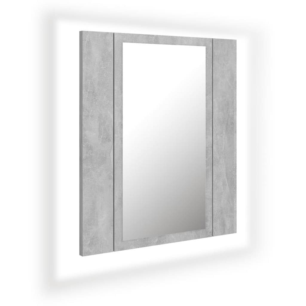 vidaXL Badezimmerspiegelschrank LED-Bad-Spiegelschrank Betongrau 40x12x45 cm Acryl