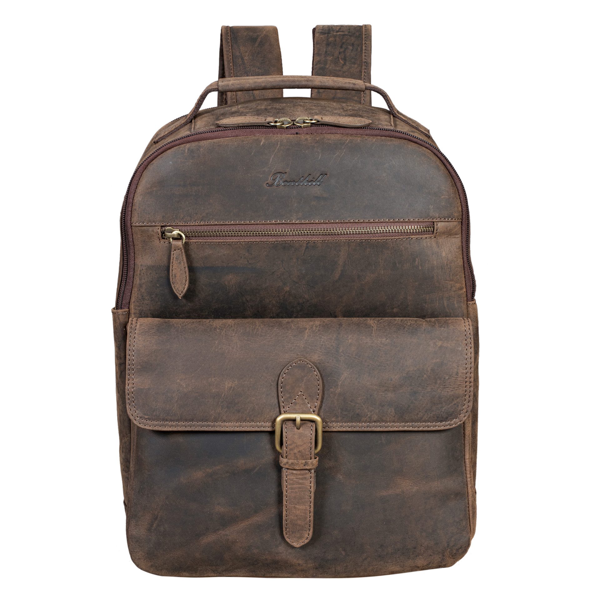 Benthill Rucksack Echt Leder Rucksack Damen Herren Backpack Lederrucksack Reise Bag, Reißverschlussfach