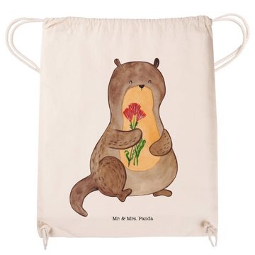 Mr. & Mrs. Panda Sporttasche Otter Blumenstrauß - Transparent - Geschenk, Turnbeutel, Seeotter, Fi (1-tlg), Umweltfreundlich