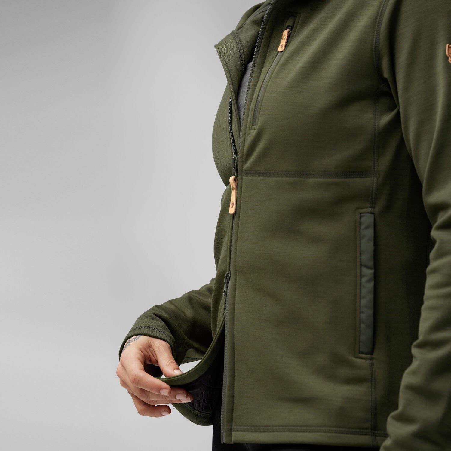 W Damen Fleece Ski- Fjällräven Keb Green Fleecejacke & Fjällräven Hoodie