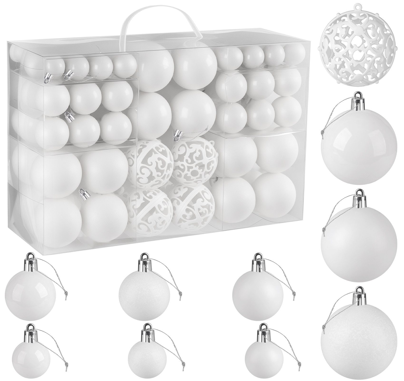 ElitVita Weihnachtsbaumkugel 100-teilig Christbaumkugeln Set Weihnachtsbaumschmuck Weihnachtsdeko (100 St), Christbaumanhänger Kunststoff Weihnachtsschmuck