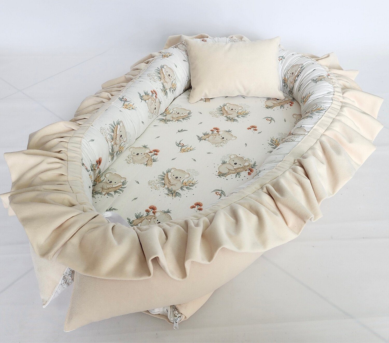 Baby Fancyroom Bettnestchen XL Babynest aus Premium Samt mit Volant Kuschel günstig online kaufen