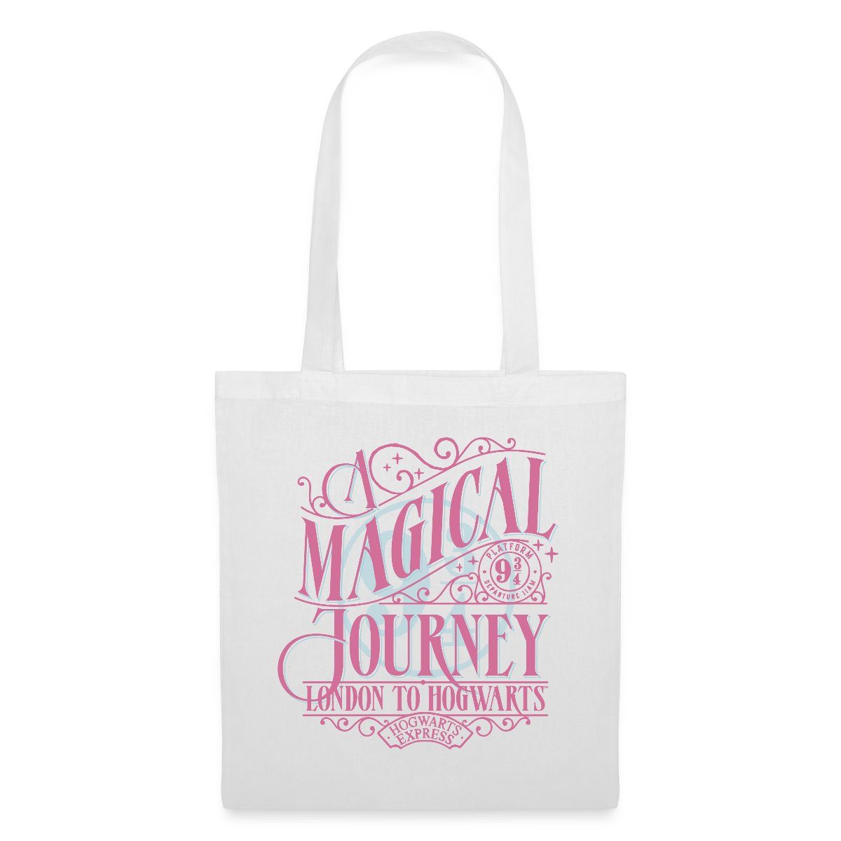Spreadshirt Henkeltasche Harry Potter Gleis 9 ¾ Design In Rosa & Blau Stoffbeutel (1-tlg)