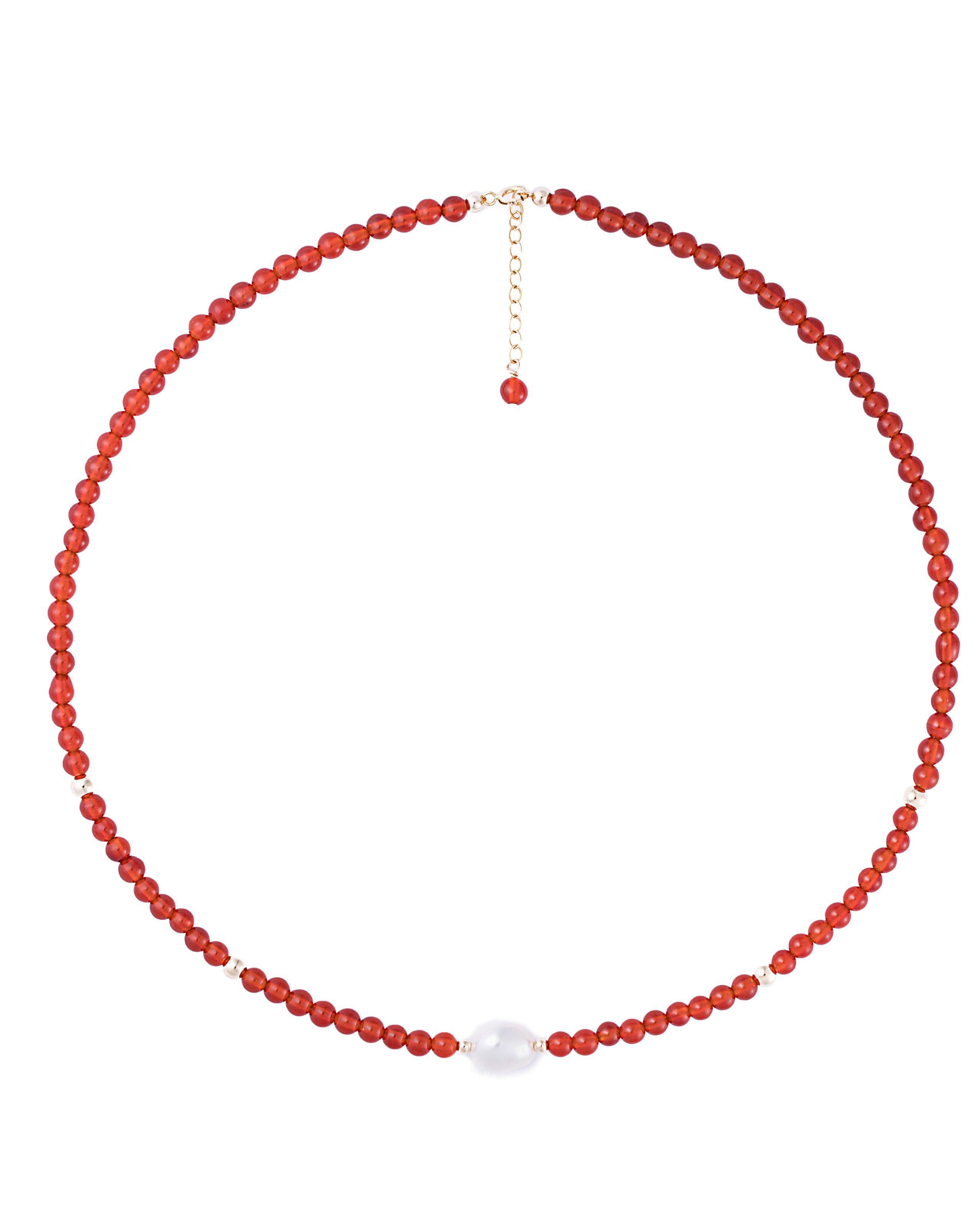 MayTree Collier Perlenkette Karneol rot "Audrey" (Stück, 1-tlg), Naturstein, Barockperle