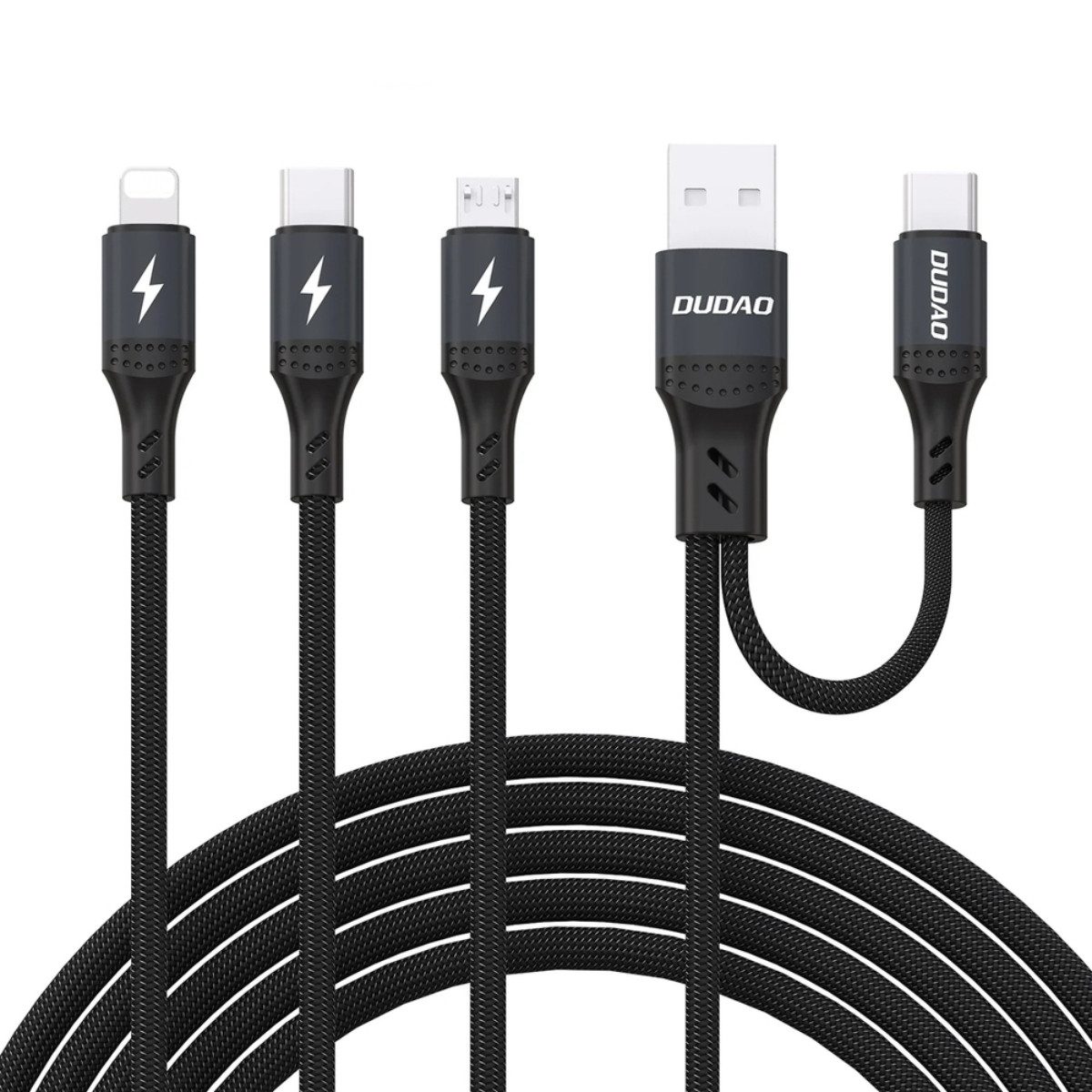 Dudao L3W USB-Kabel, USB-A, USB-C, USB-A, USB-C, 3-in-1 Ladekabel mit 66W und dualem Eingang
