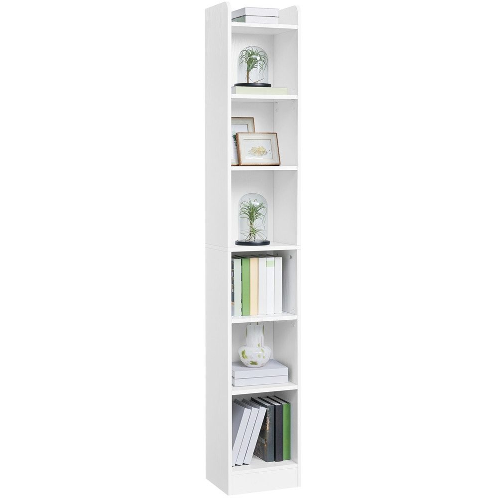 Yaheetech Bücherregal Standregal 161,5/180/183 cm (H), 1-tlg., Schmales Regal Bücherschrank mit 7 Ebenen, 2 Verstellbaren Regalböden