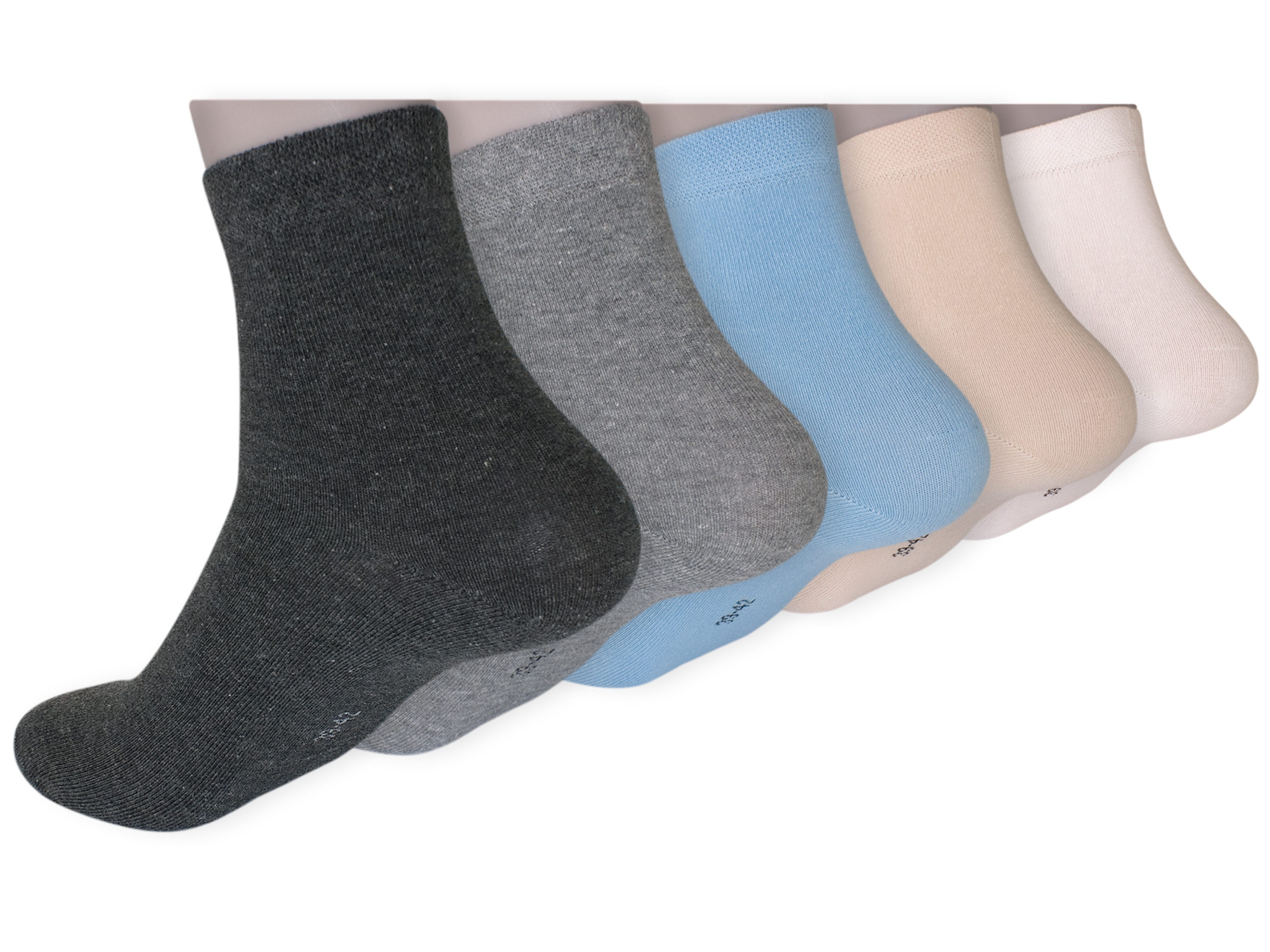 Die Sockenbude Kurzsocken UNI (Bund, 5-Paar, grau blau hellbraun) mit Komfortbund ohne Gummi