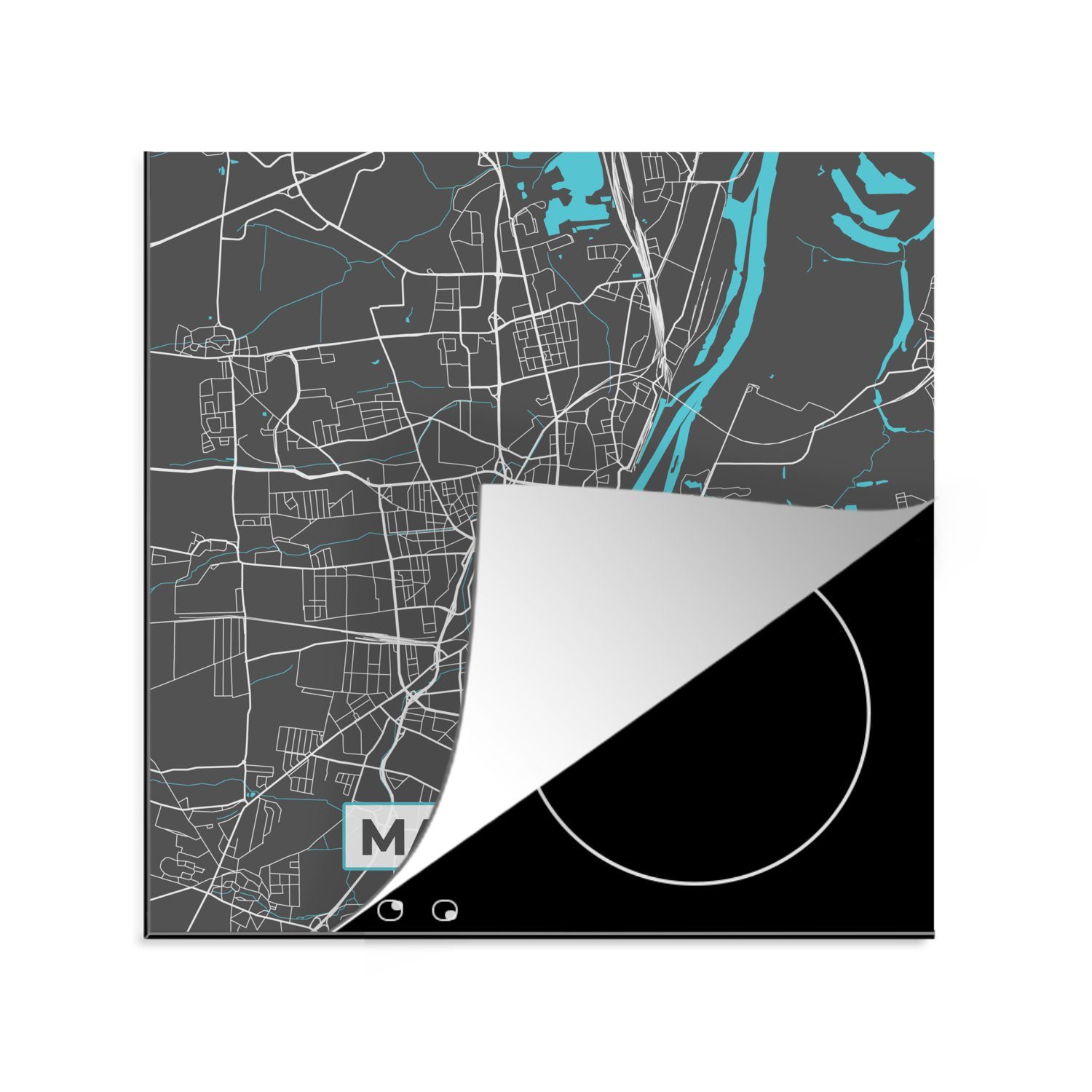 MuchoWow Herdblende-/Abdeckplatte Stadtplan - Magdeburg - Deutschland - Karte, Vinyl, (1 tlg), 78x78 cm, Ceranfeldabdeckung, Arbeitsplatte für küche
