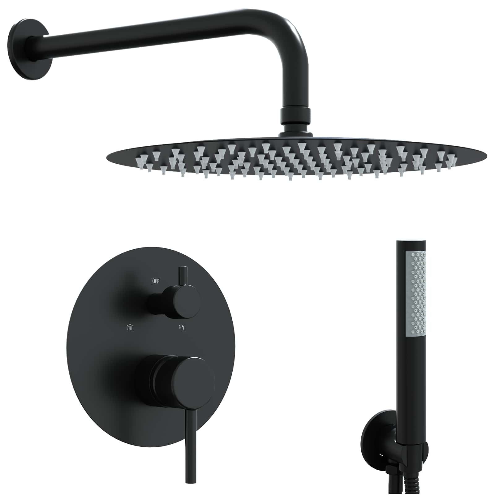 vidaXL Regenduschkopf Verdecktes Duschsystem (Rund) Schwarz Edelstahl 201, (1-tlg)