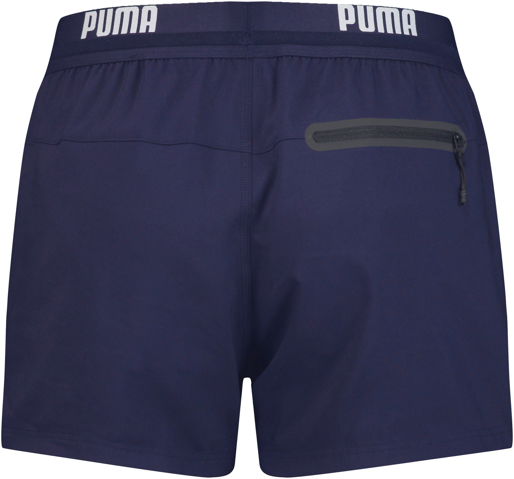 PUMA Badeshorts PUMA SWIM MEN LOGO SHORT SHORTS 1P Seitentaschen, Gesäßtasche mit Reißverschluss, Kordelzug
