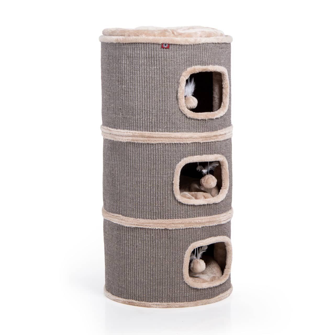 Canadian Cat Company Kratztonne Kratzbaum Tony, Kratztonne mit Kratzteppich, beige, ca. 45 x 45 x 90 cm