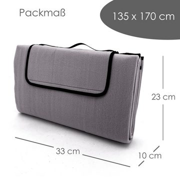 Picknickdecke Outdoor Strandmatte Isomatte Campingdecke waschbar, heimtexland, isolierend I faltbar I leicht zu Transportieren I 135x170 cm